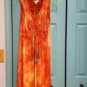 Colors of fall! Rust, orange and brown dress.